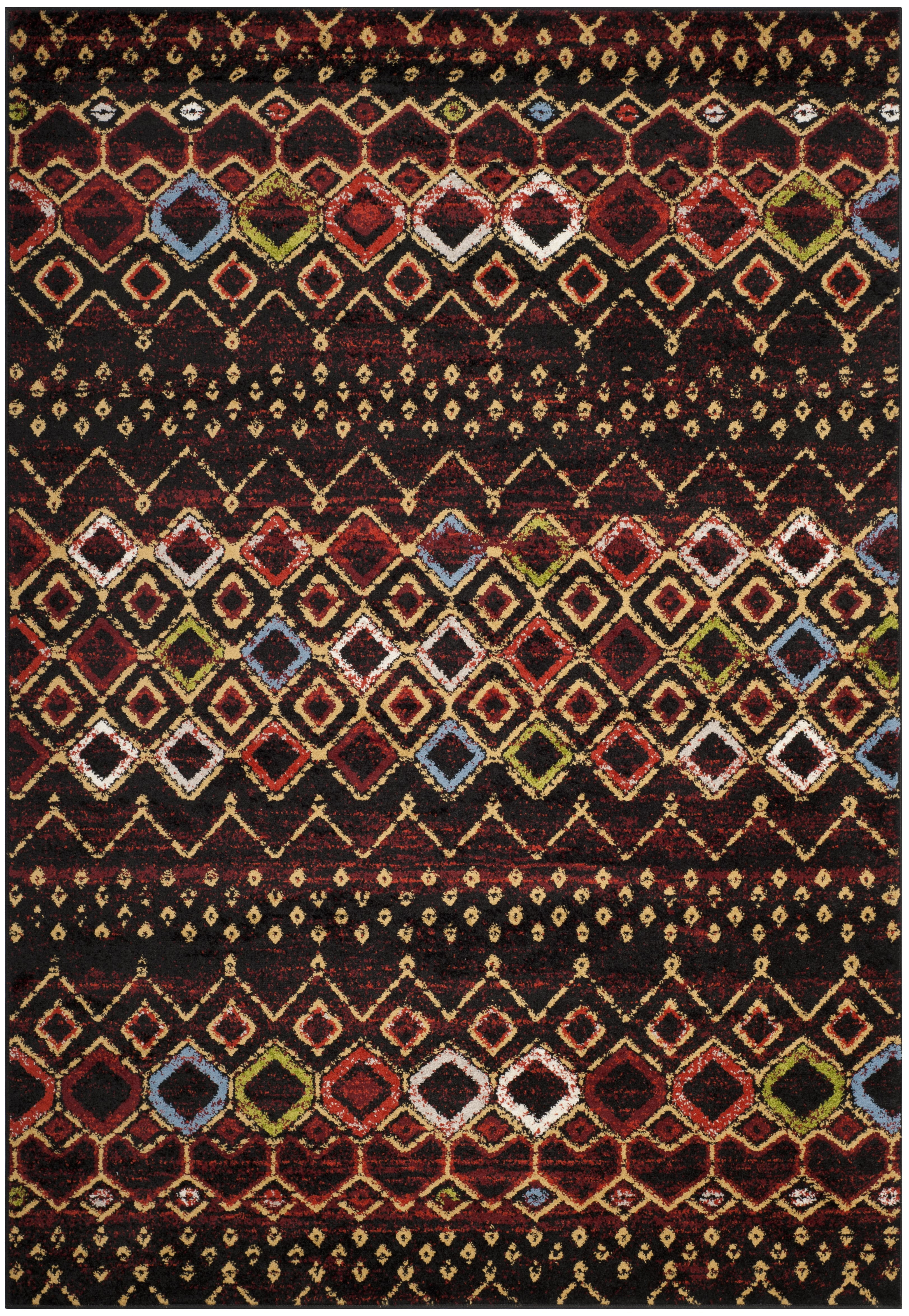 Hand-Knotted Elegance Synthetic Black Rectangular Rug