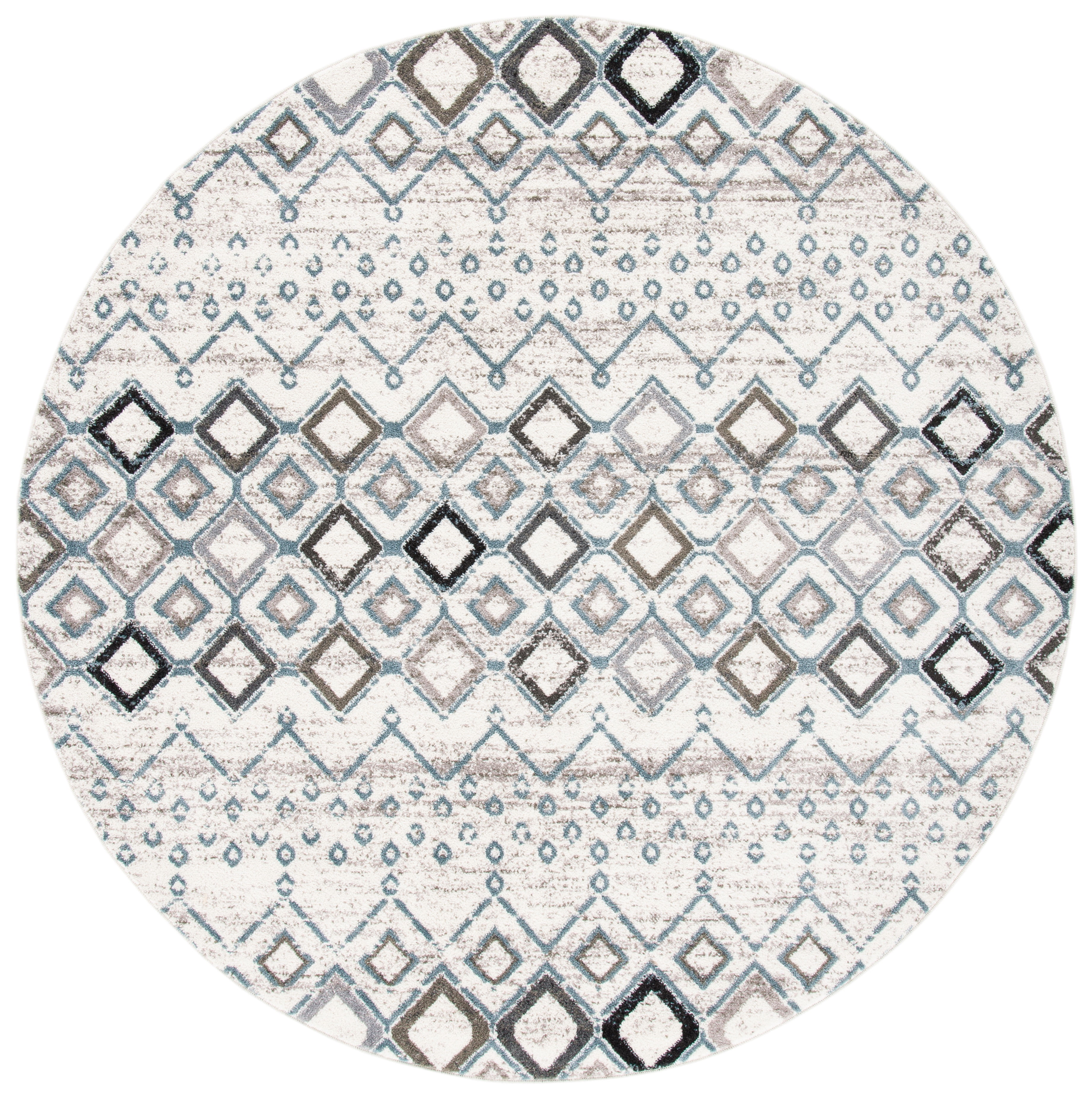 Safavieh Amsterdam Gladwin Geometric Area Rug, Ivory/Grey, 10' x 10' Round