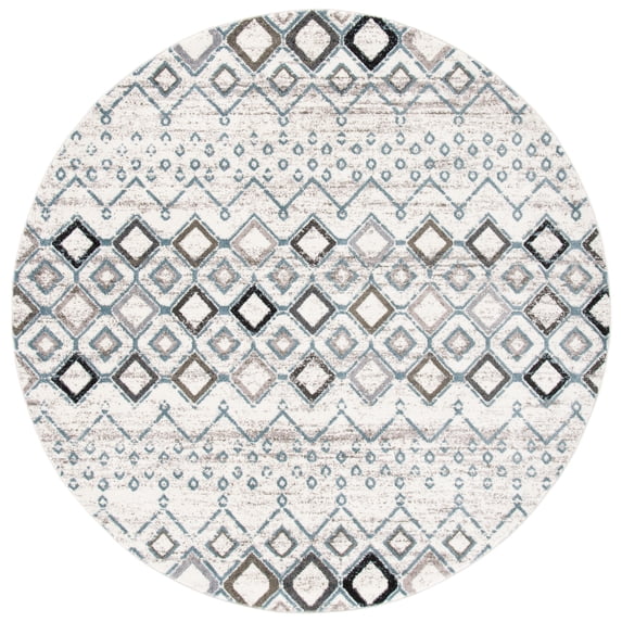 Safavieh Amsterdam Gladwin Geometric Area Rug, Ivory/Grey, 3' x 3' Round