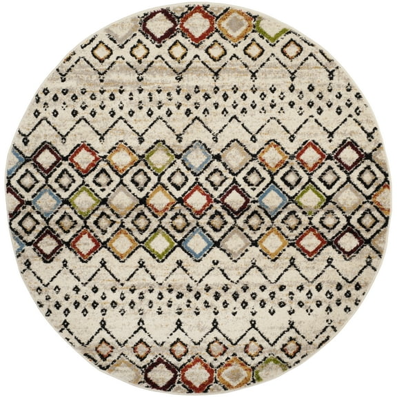 Safavieh Amsterdam Gladwin Geometric Area Rug, Ivory/Multi, 8' x 8' Round