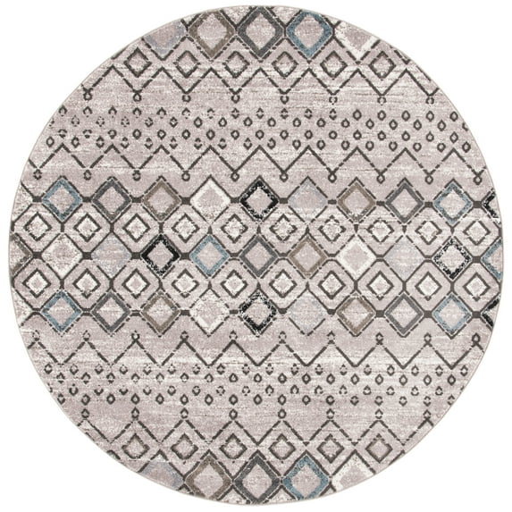 Safavieh Amsterdam Gladwin Geometric Area Rug, Light Grey/Brown, 11' x 11' Round
