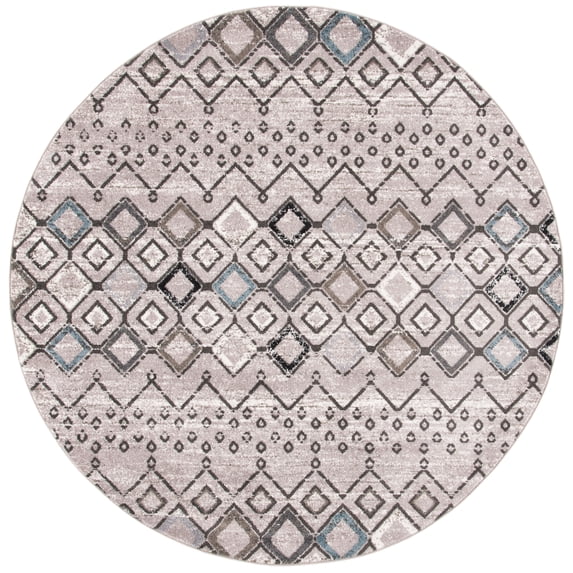 Safavieh Amsterdam Gladwin Geometric Area Rug, Light Grey/Brown, 3' x 3' Round
