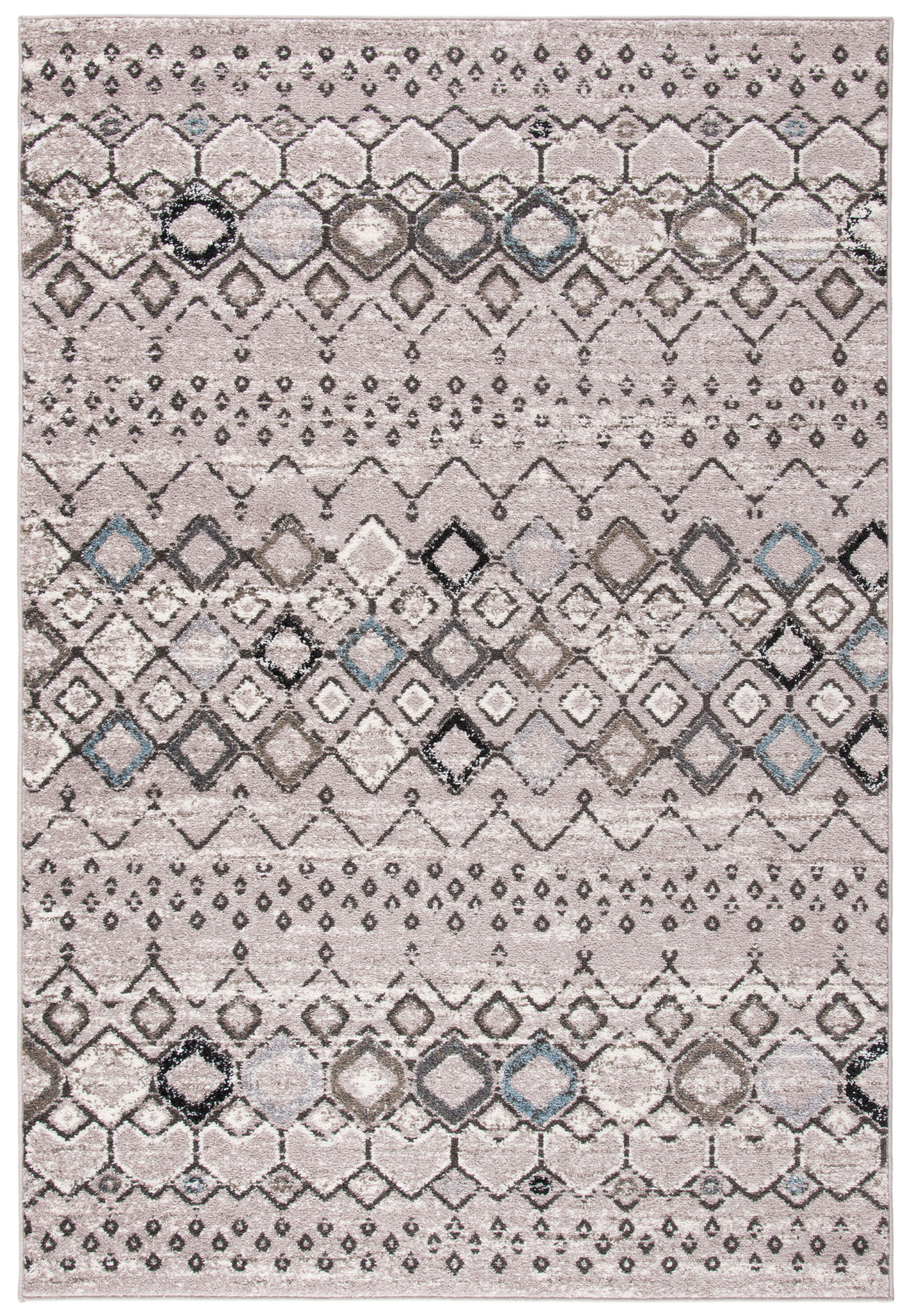 Amsterdam Light Grey and Brown Geometric Area Rug