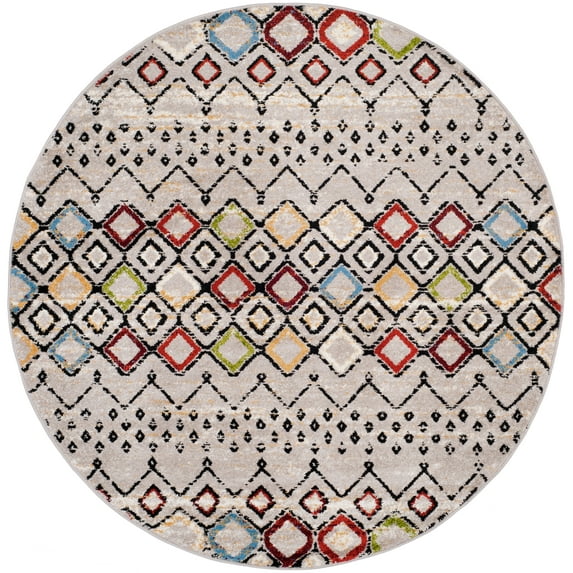Safavieh Amsterdam Gladwin Geometric Area Rug, Light Grey/Multi, 11' x 11' Round