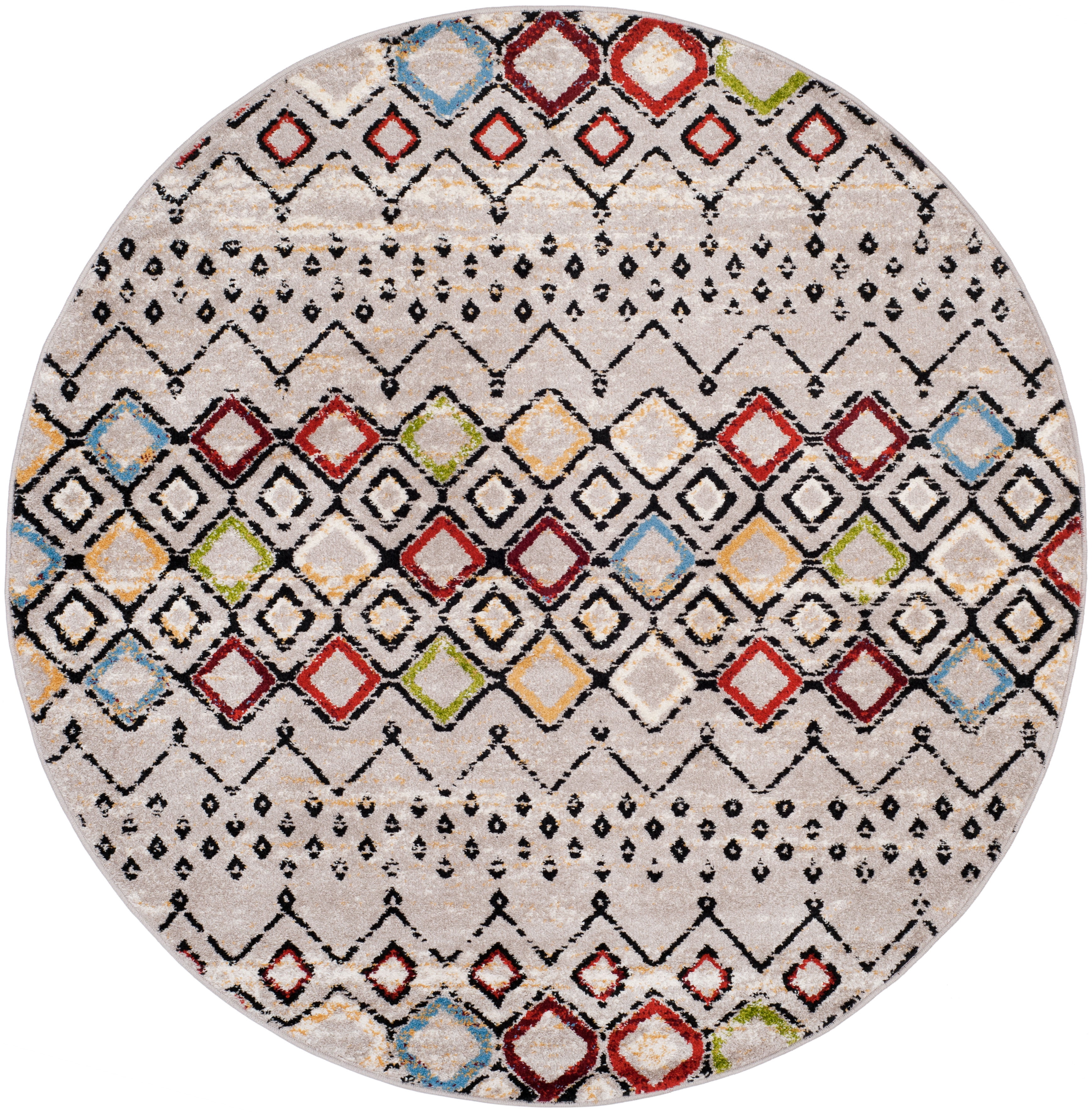 Safavieh Amsterdam Gladwin Geometric Area Rug, Light Gray/Multi, 12' x 12' Round