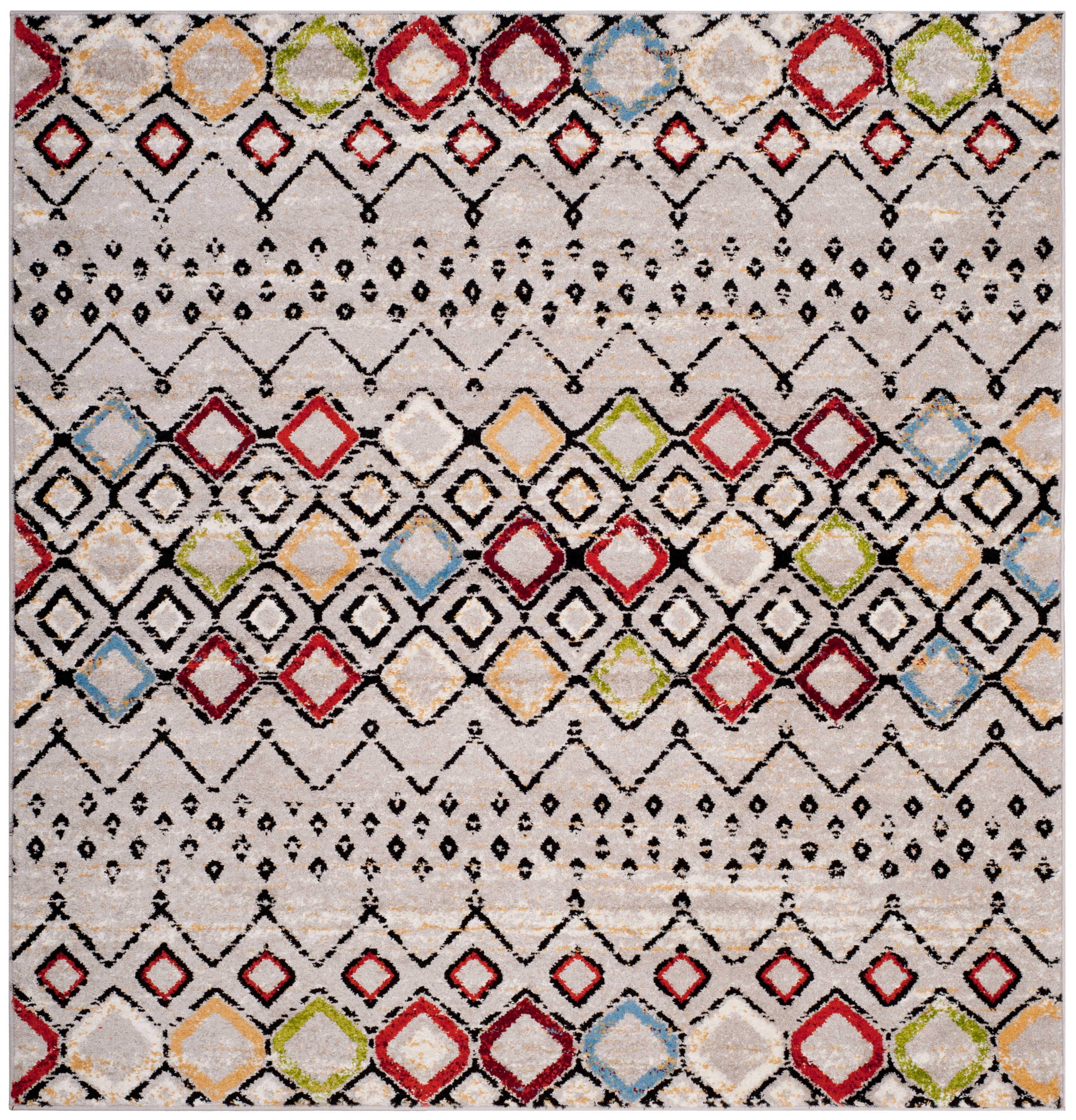 Safavieh Amsterdam Gladwin Geometric Area Rug, Light Grey/Multi, 12' x 12' Square