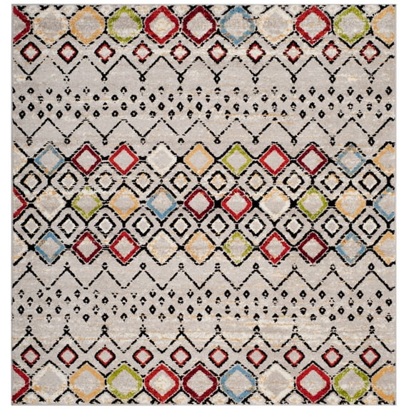 Safavieh Amsterdam Gladwin Geometric Area Rug, Light Grey/Multi, 6'7" x 6'7" Square