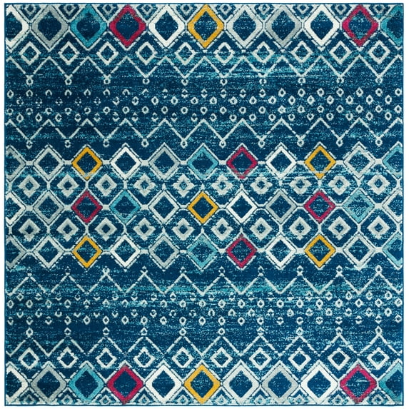 Safavieh Amsterdam Gladwin Geometric Area Rug, Navy/Turquoise, 6'7" x 6'7" Square