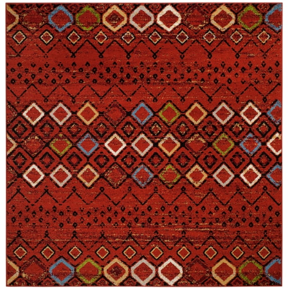 Safavieh Amsterdam Gladwin Geometric Area Rug, Terracotta/Multi, 11' x 11' Square