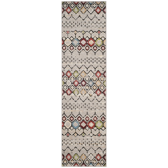 Safavieh Amsterdam Gladwin Geometric Runner Rug, Light Grey/Multi, 2'3" x 8'