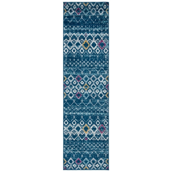 Safavieh Amsterdam Gladwin Geometric Runner Rug, Navy/Turquoise, 2'3" x 14'
