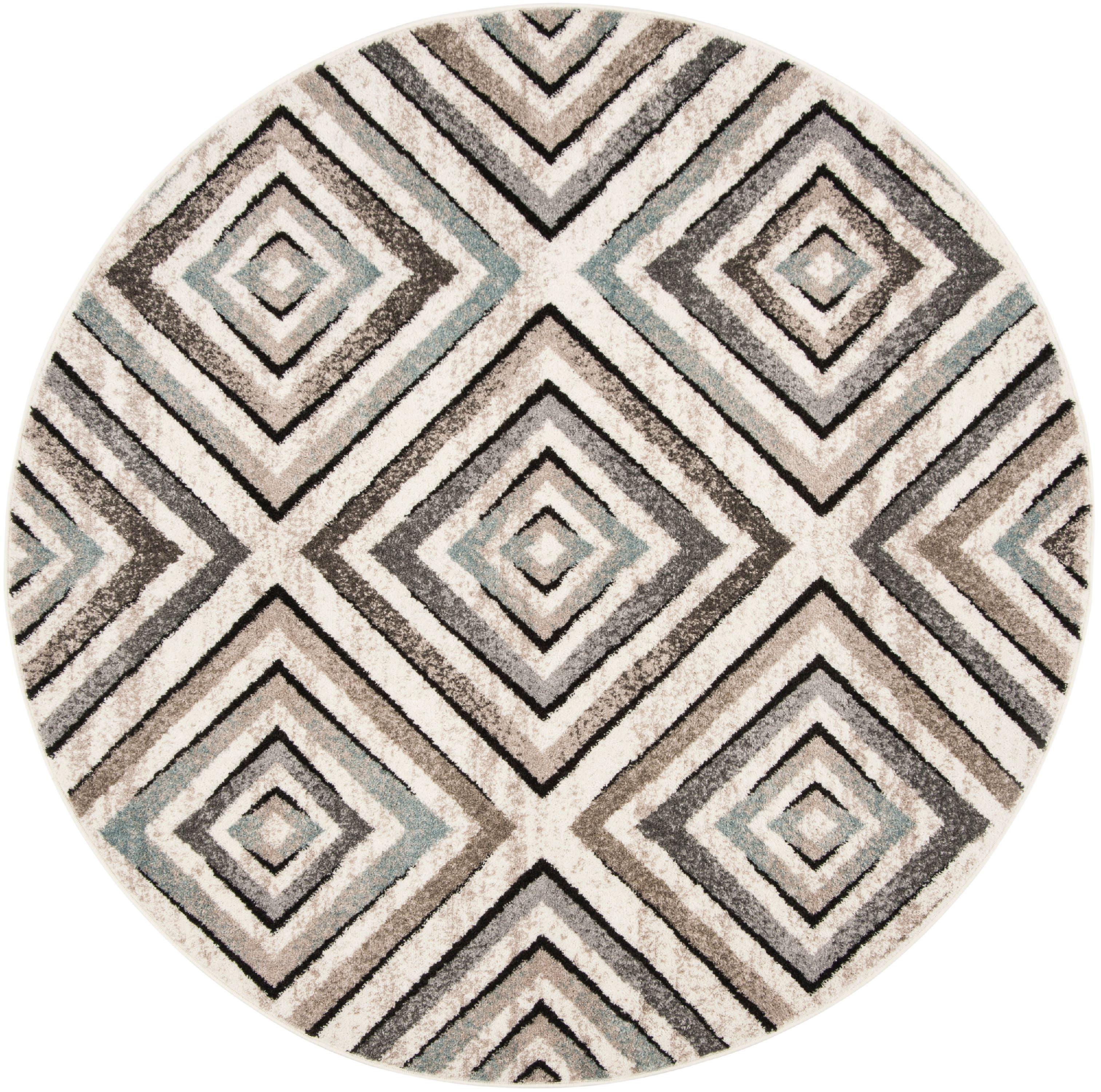 Elysian 79'' Gray Geometric Round Synthetic Area Rug