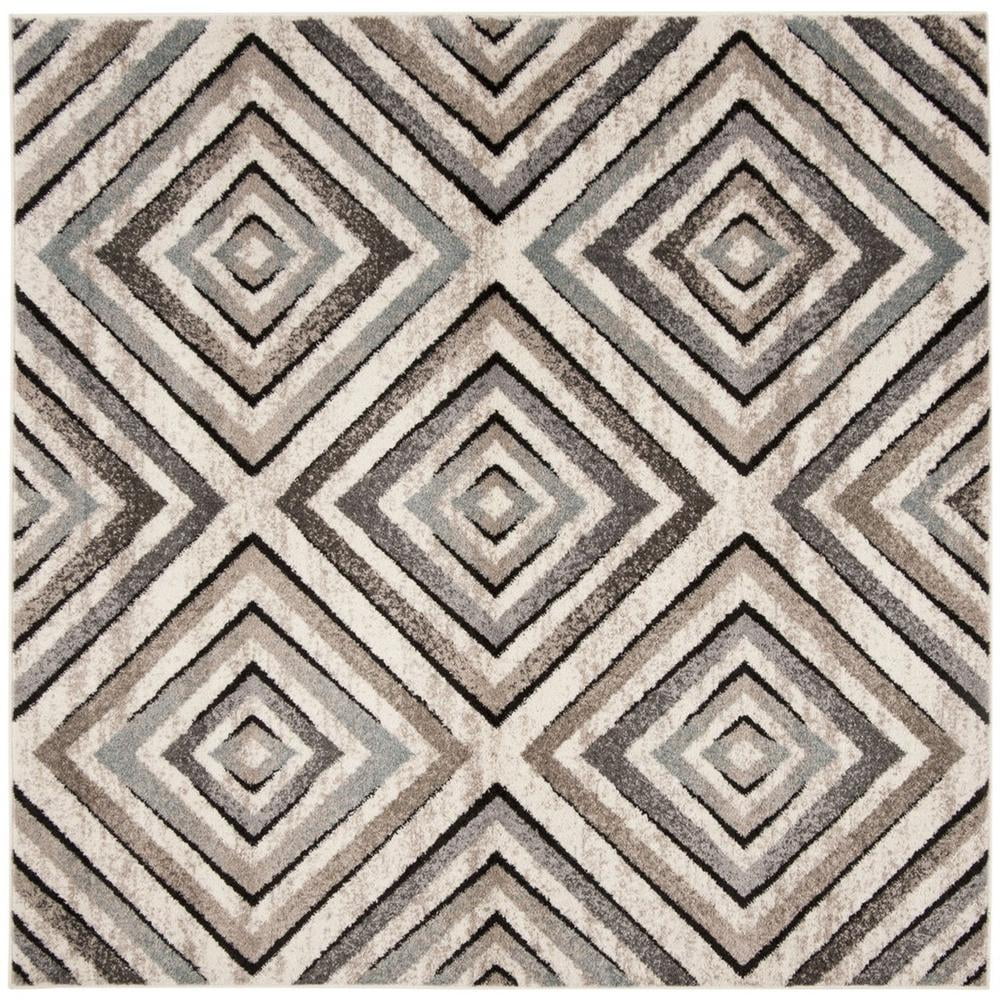 Amsterdam 6'7" Square Multicolor Geometric Synthetic Area Rug
