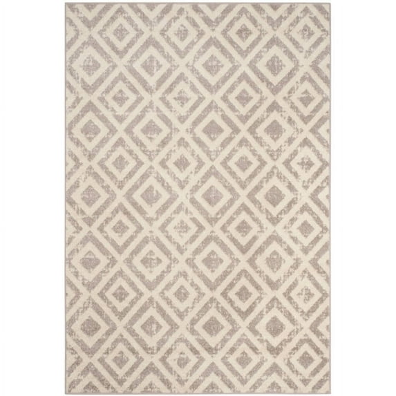 SAFAVIEH Amsterdam Duncan Geometric Area Rug, Ivory/Mauve, 4' x 6'