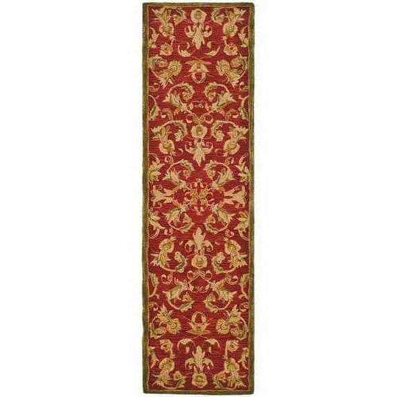 Traditional Rug - Anatolia Wool Pile -Burgundy/Sage-Color:Burgundy/Sage,Design:Traditional,Shape:Runner,Size:10'L x 2' 3''W