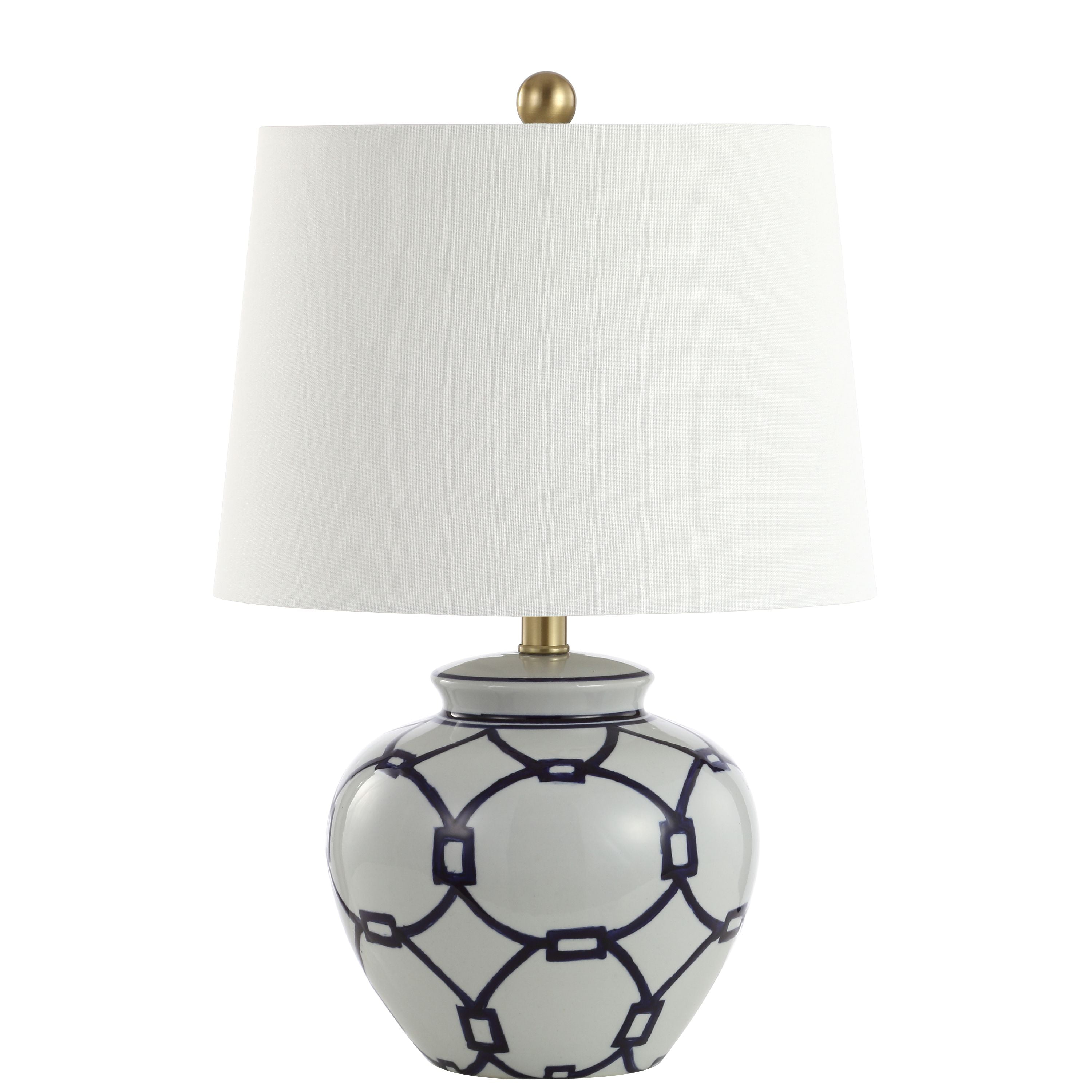Safavieh Anders Geometric 21 in. H Table Lamp, White/Blue