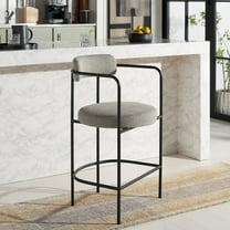 Safavieh Andrean Modern Mid Back Metal and Fabric Stools, Gray/Black