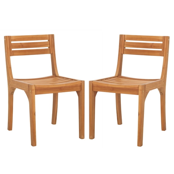Safavieh Anna Wood Outdoor Dining Side Chairs - Set of 2, Natural