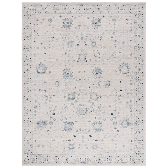 SAFAVIEH Antique Patina Rebecca Distressed Polyester Area Rug, Ivory/Blue, 10' x 12'9"
