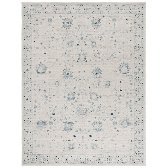 SAFAVIEH Antique Patina Rebecca Distressed Polyester Area Rug, Ivory/Blue, 10' x 12'9"