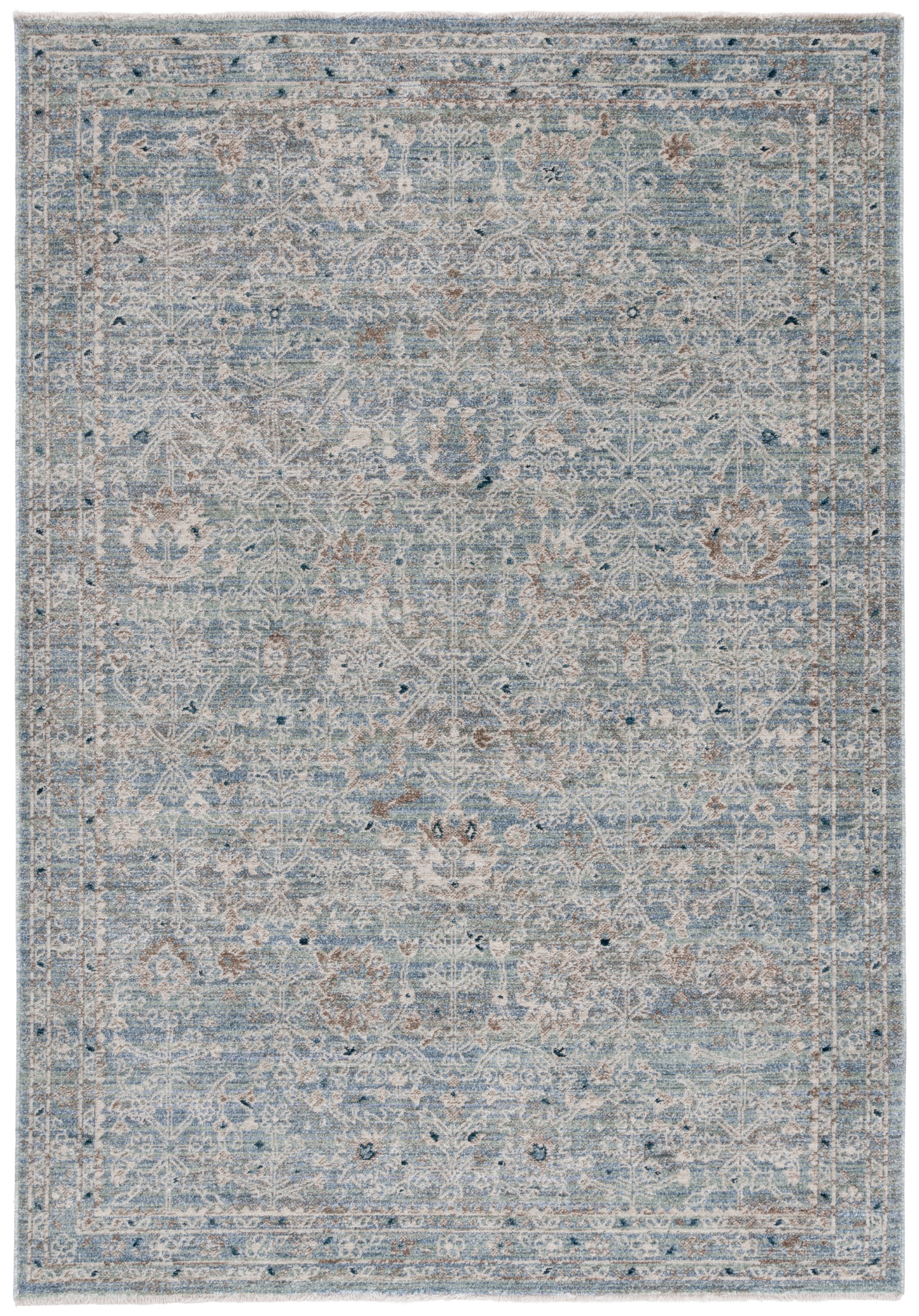 SAFAVIEH Antique Patina Rebecca Distressed Polyester Area Rug, Blue/Ivory, 4' x 5'7"