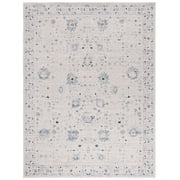 SAFAVIEH Antique Patina Rebecca Distressed Polyester Area Rug, Ivory/Blue, 8' x 9'6"