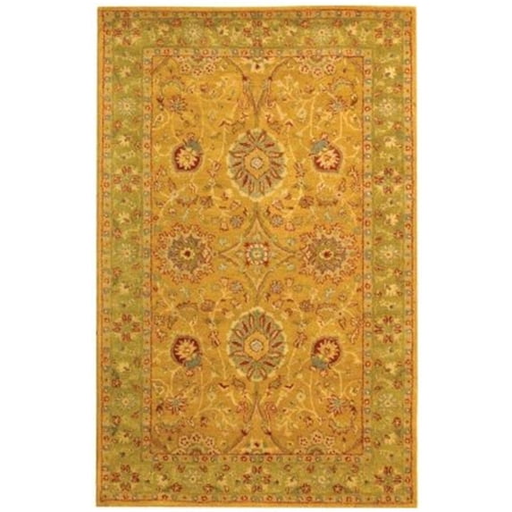 Traditional Rug - Antiquity Wool Pile -Dark Gold/Green-Color:Dark Gold/Green,Design:Traditional,Shape:Round,Size:3' 6''L x 3' 6''W