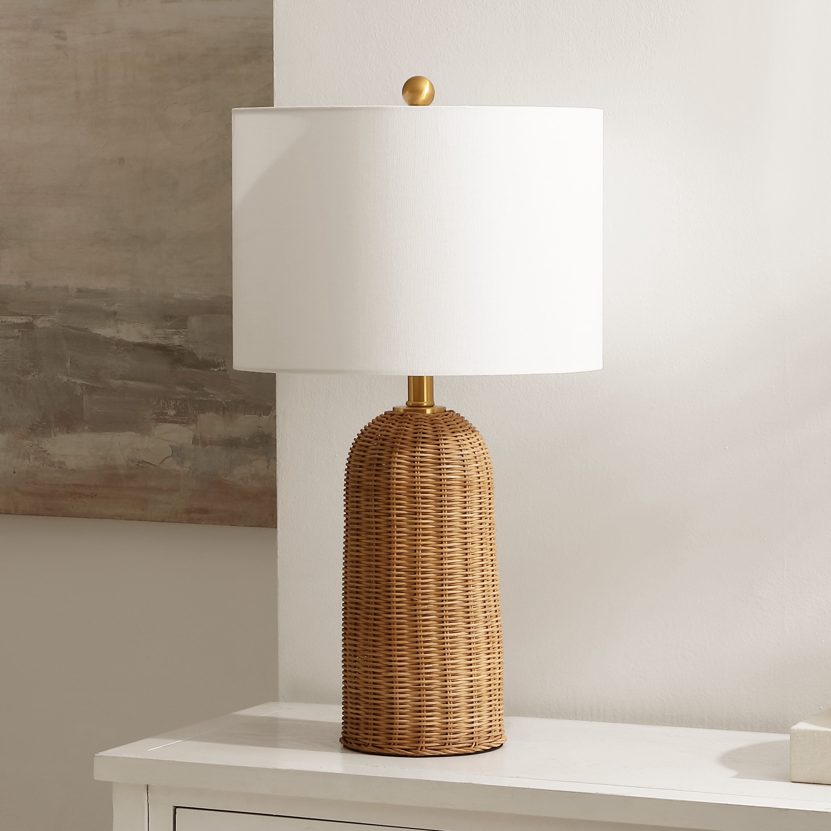 Safavieh Anto 25.5" Rattan Traditional Table Lamp with White Shade