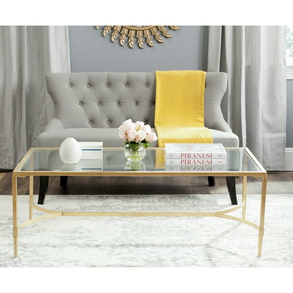 Safavieh Antwan Solid Classic Coffee Table, Gold/Tempered Glass Top