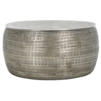 Safavieh Apoline Modern Storage Round Aluminum Coffee Table, Antique Silver