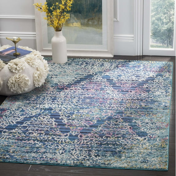 Safavieh  Aria Cordie Vintage Boho Oriental Rug Blue/Multi 4'  x  6' 4' x 6' Indoor Living Room,Bedroom,Dining Room Blue Rectangle