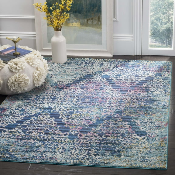 Safavieh  Aria Cordie Vintage Boho Oriental Rug Blue/Multi 4'  x  6' 4' x 6' Indoor Living Room,Bedroom,Dining Room Blue Rectangle