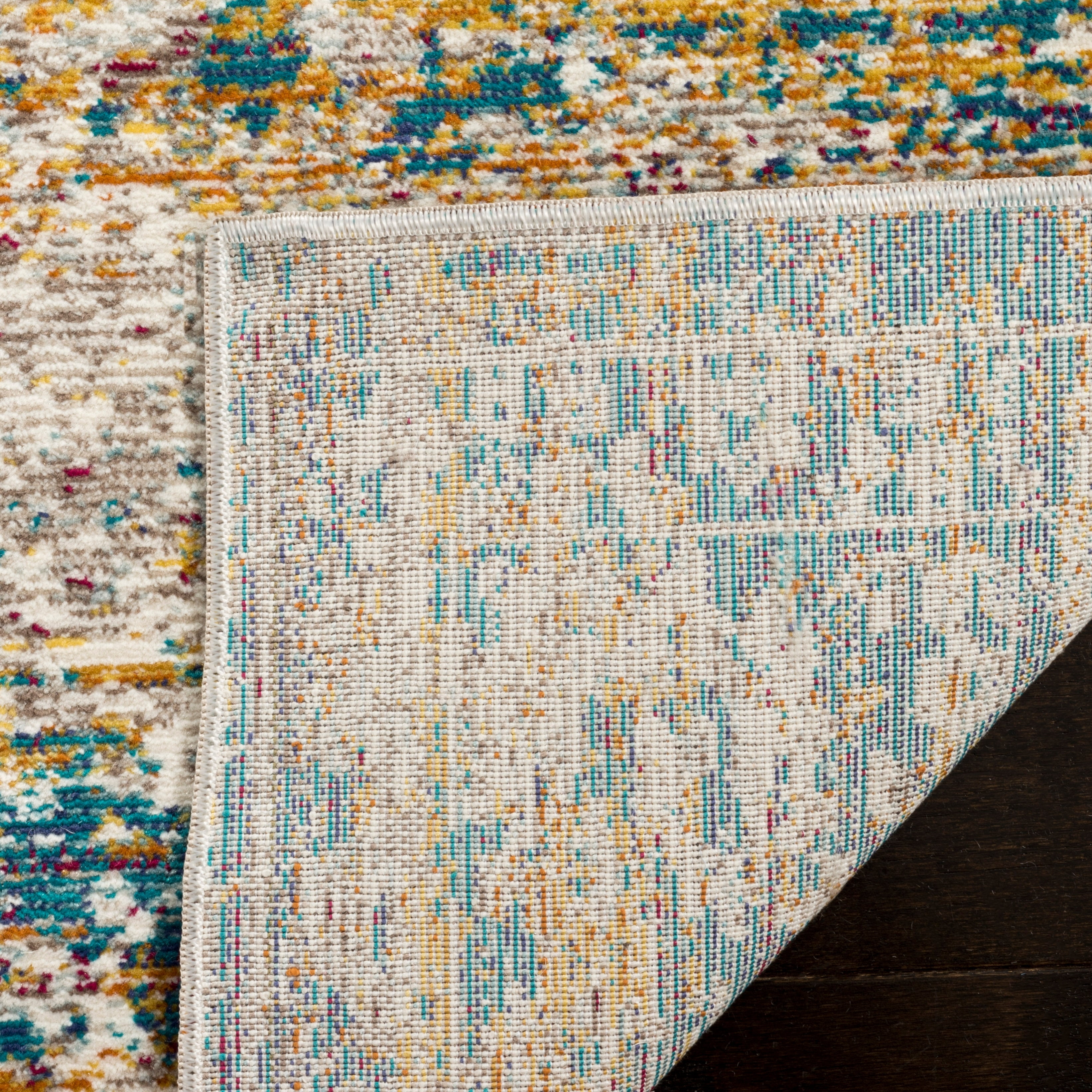 Aria Cream-Blue Distressed Wool Blend 9' x 12' Area Rug