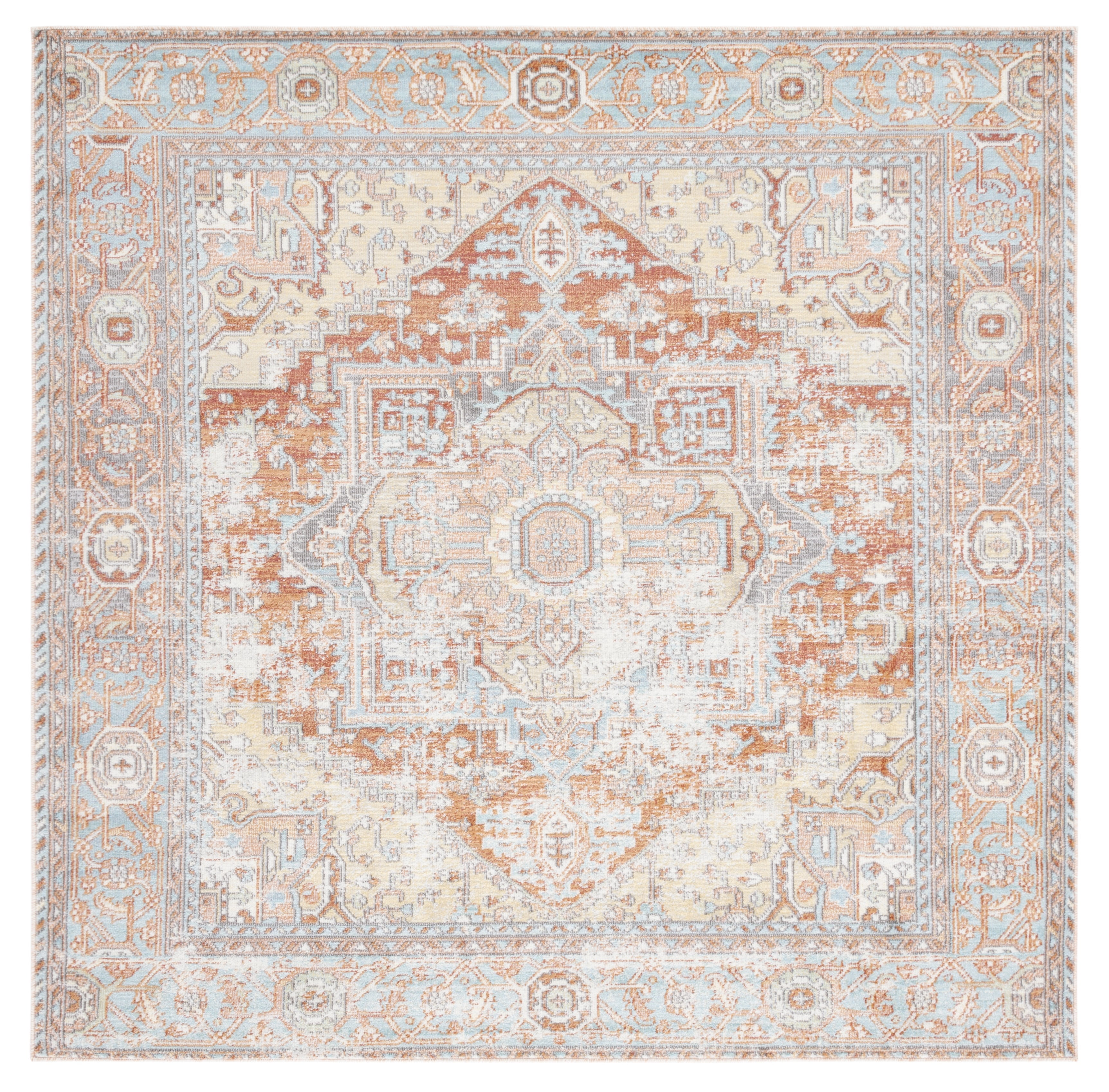 Aria Round Rust and Taupe Synthetic Easy Care Rug