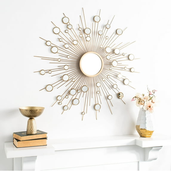 Safavieh Ariah 41 in. Radiant Lines Sunburst Round Mirror, Gold
