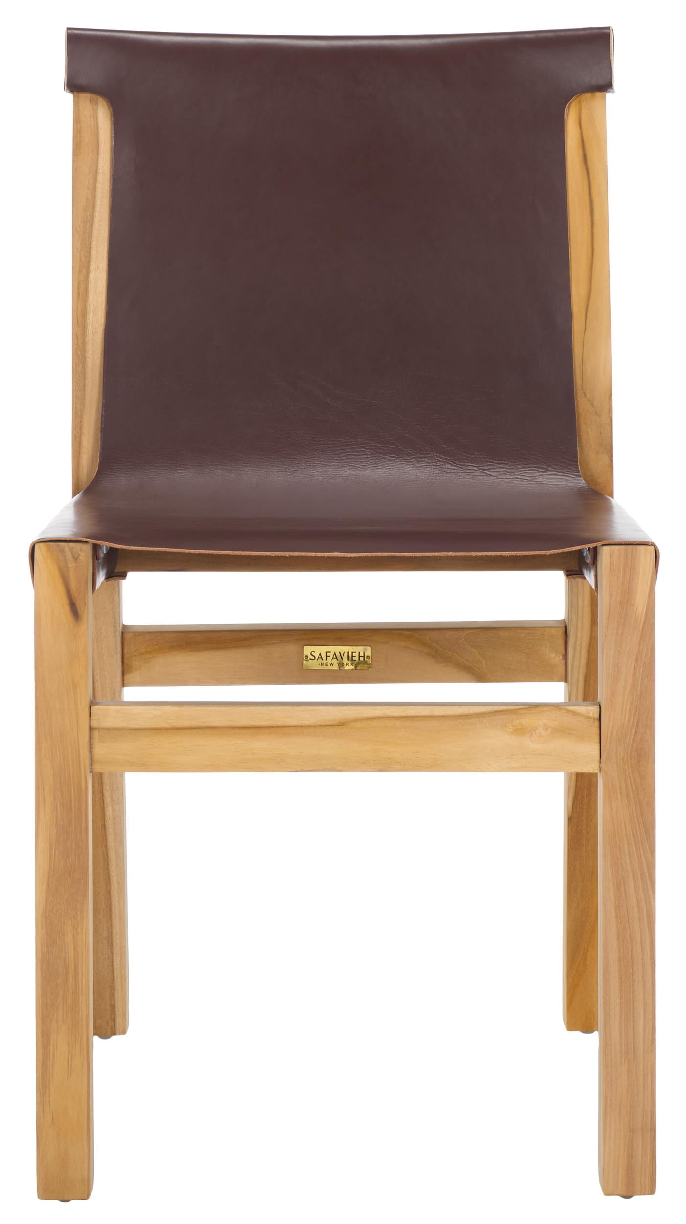 Safavieh Arian Scandinavian Wood and Leather Dining Side Chair, Cognac/ Natural