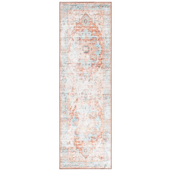 SAFAVIEH Arizona Hedley Botanical Runner Rug, Turquoise/Rust, 2'6" x 8'