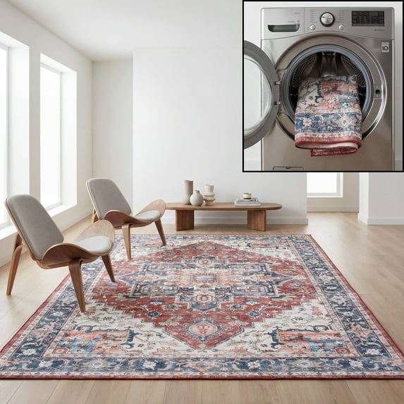 Safavieh Arizona 3'-0" X 5'-0" Polyester Power Loomed Rug In Rust / Navy