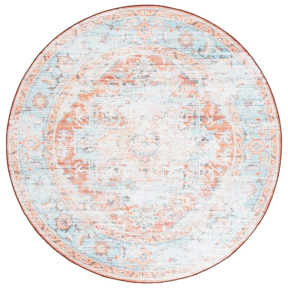 Safavieh Arizona 6'-0" X 6'-0" Polyester Power Loomed Rug In Turquoise / Rust