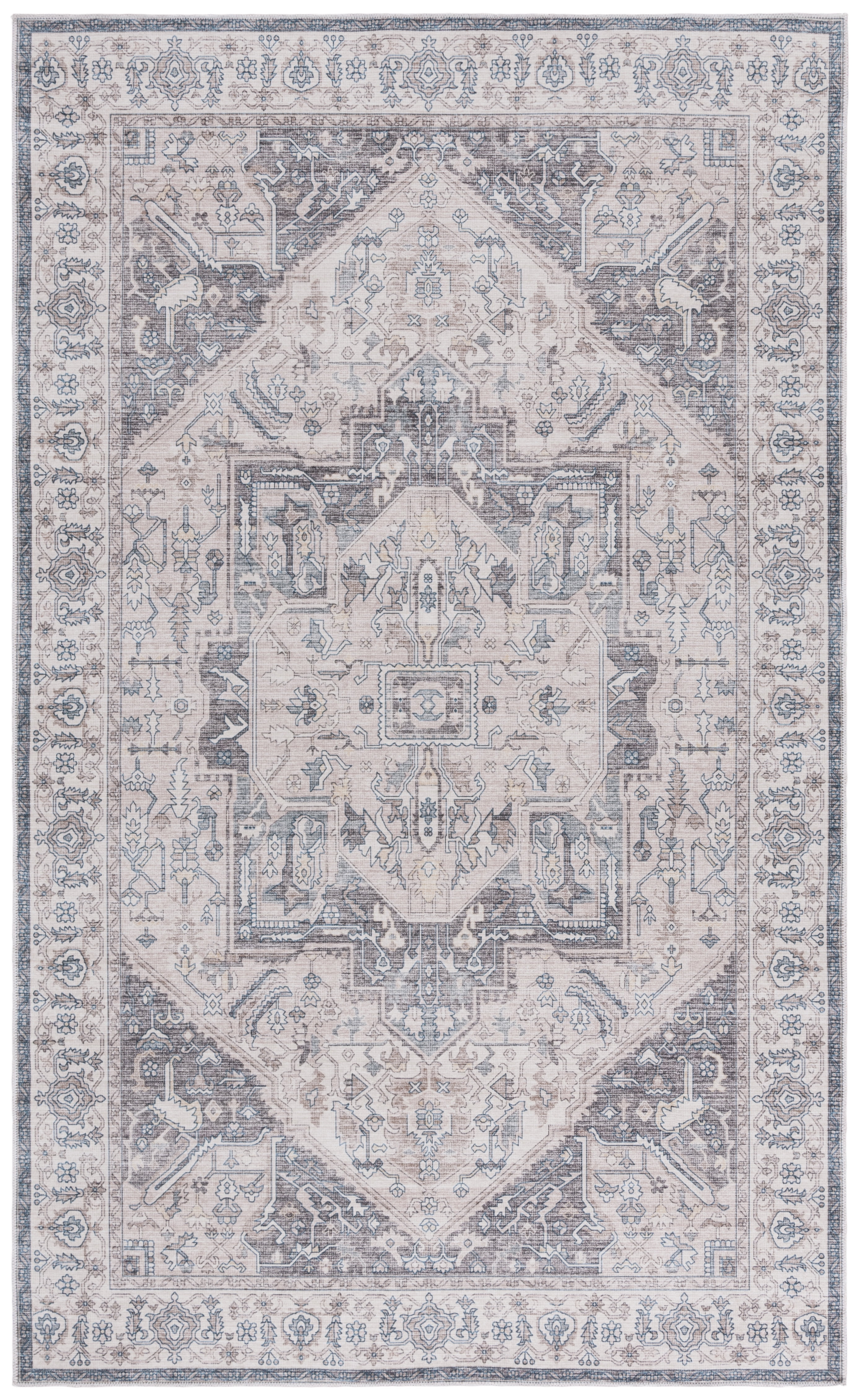 SAFAVIEH Arizona Tristen Medallion Machine Washable Area Rug, Ivory ...