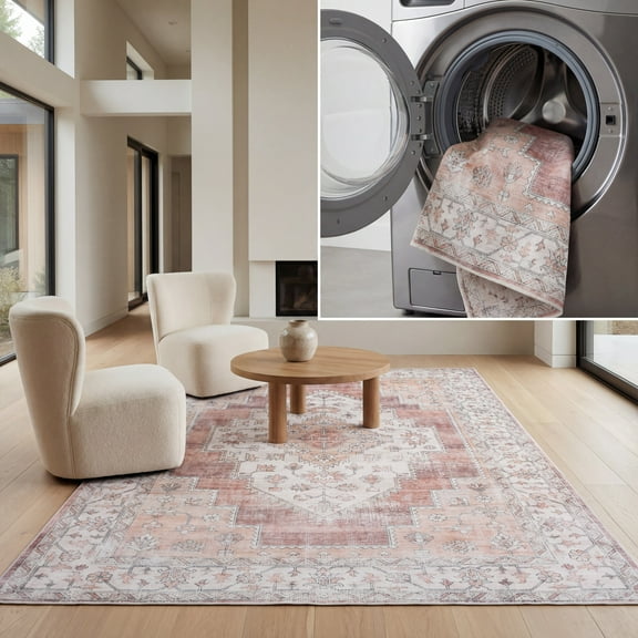 Safavieh Arizona 8'-0" X 10'-0" Polyester Power Loomed Rug In Beige / Rust