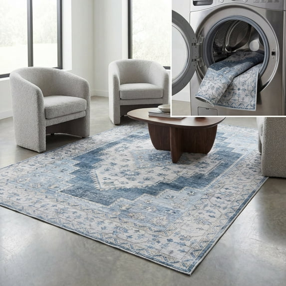 Safavieh Arizona 8'-0" X 10'-0" Polyester Power Loomed Rug In Gray / Blue