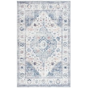 Safavieh Arizona 8'-0" X 10'-0" Polyester Power Loomed Rug In Light Blue / Ivory