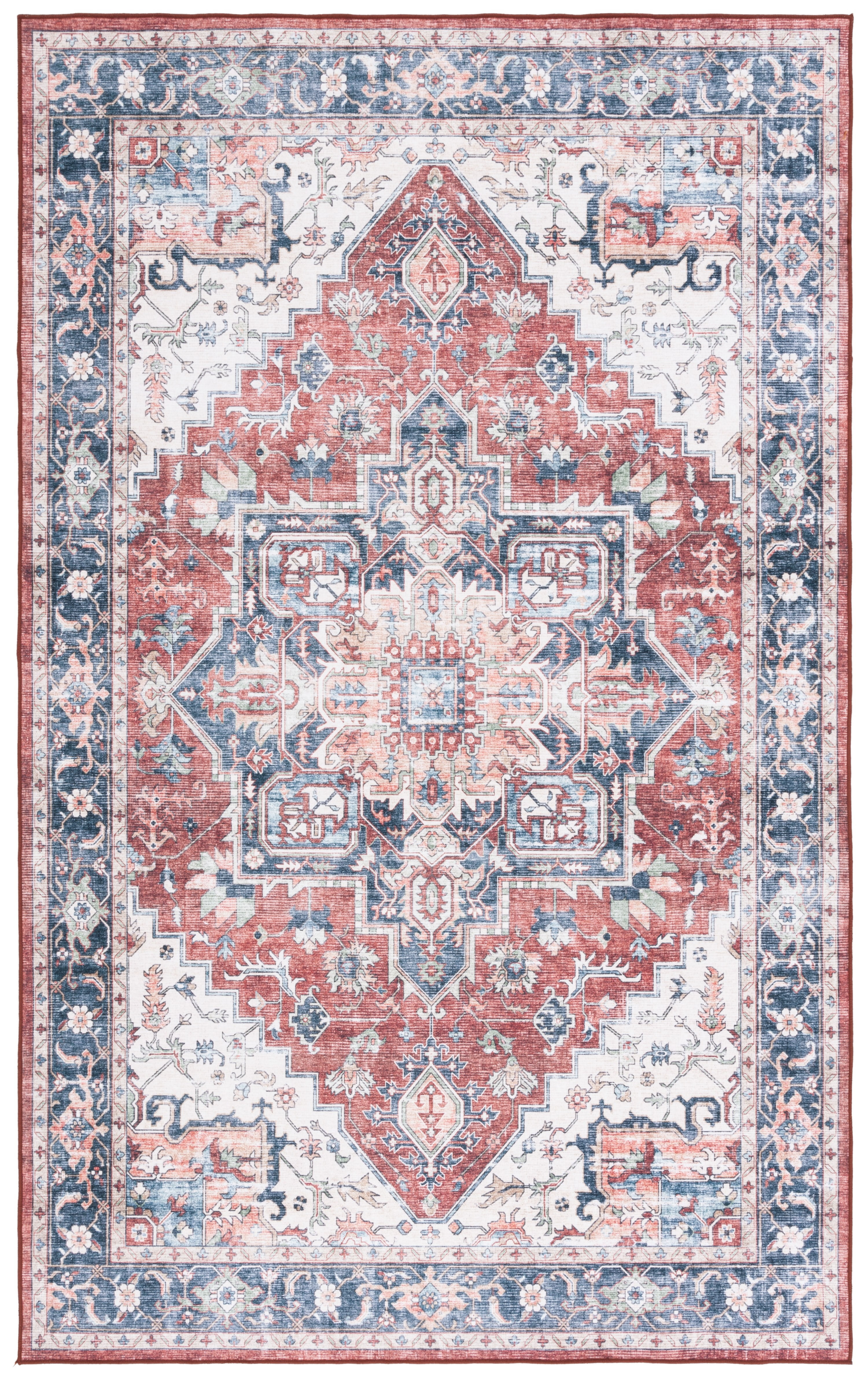 Arizona Brown and Blue Synthetic Washable Area Rug, 9' x 12'