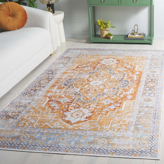 Safavieh Arizona Phelim Floral Machine Washable Area Rug, Rust/Gray, 4' x 6'
