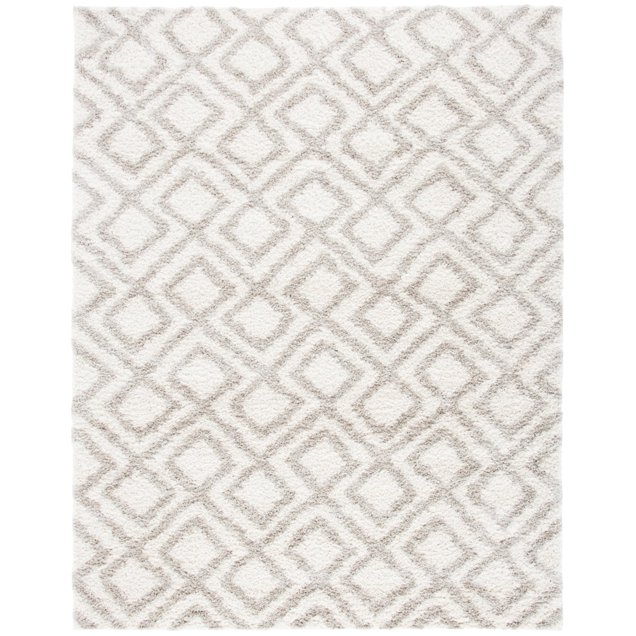 Luxurious Ivory Shag 8' x 10' Hand-Knotted Viscose Area Rug