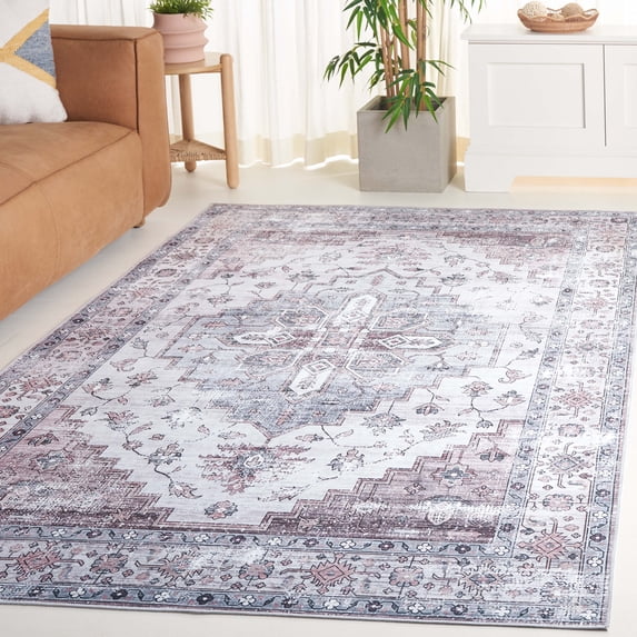 Safavieh Arizona Goddard Medallion Machine Washable Area Rug, Gray/Ivory, 5' x 8'
