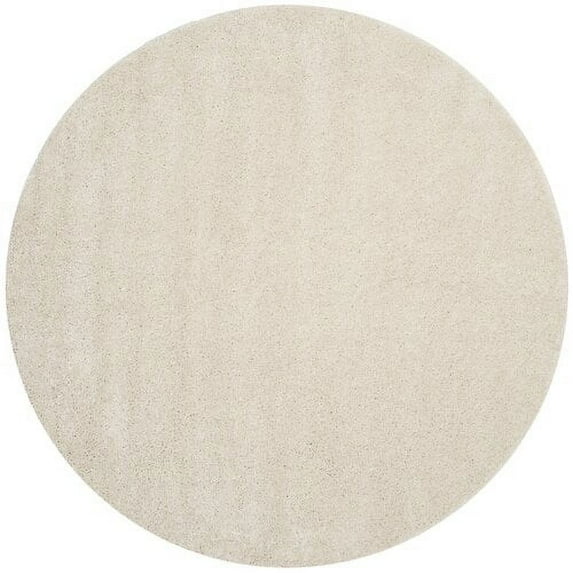 SAFAVIEH Arizona Cady Solid Shag Area Rug, Cream, 6'7" x 6'7" Round