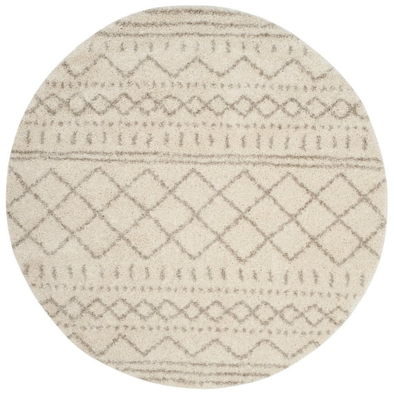 Safavieh Arizona Shag Lotta Moroccan 1.2-inch Thick Rug Beige 5'1" x 5'1" Round 5' Round Indoor Round