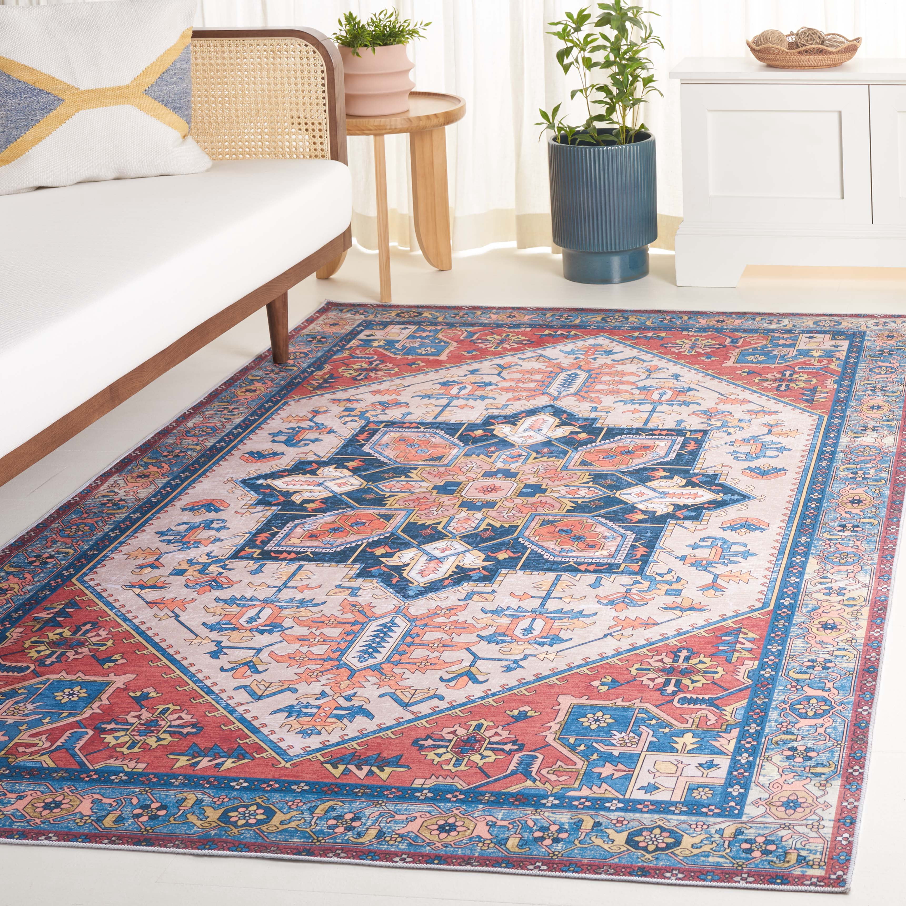 Safavieh Arizona Tyler Oriental Machine Washable Area Rug, Rust/Beige, 9' x 12'